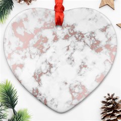 pure and beautiful white marple and rose gold, beautiful ,white marple, rose gold,elegnat,chic,modern,decorative, Heart Ornament (Two Sides)