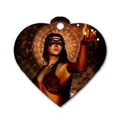 Wonderful Fantasy Women With Mask Dog Tag Heart (two Sides) by FantasyWorld7