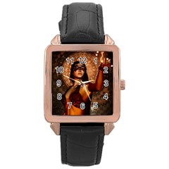 Wonderful Fantasy Women With Mask Rose Gold Leather Watch  by FantasyWorld7