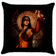 Wonderful Fantasy Women With Mask Throw Pillow Case (black) by FantasyWorld7