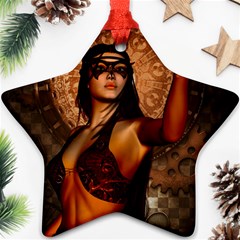 Wonderful Fantasy Women With Mask Star Ornament (two Sides) by FantasyWorld7