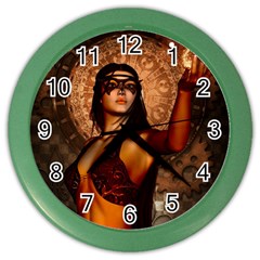 Wonderful Fantasy Women With Mask Color Wall Clocks by FantasyWorld7