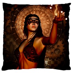 Wonderful Fantasy Women With Mask Large Cushion Case (two Sides) by FantasyWorld7