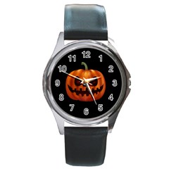 Halloween pumpkin Round Metal Watch