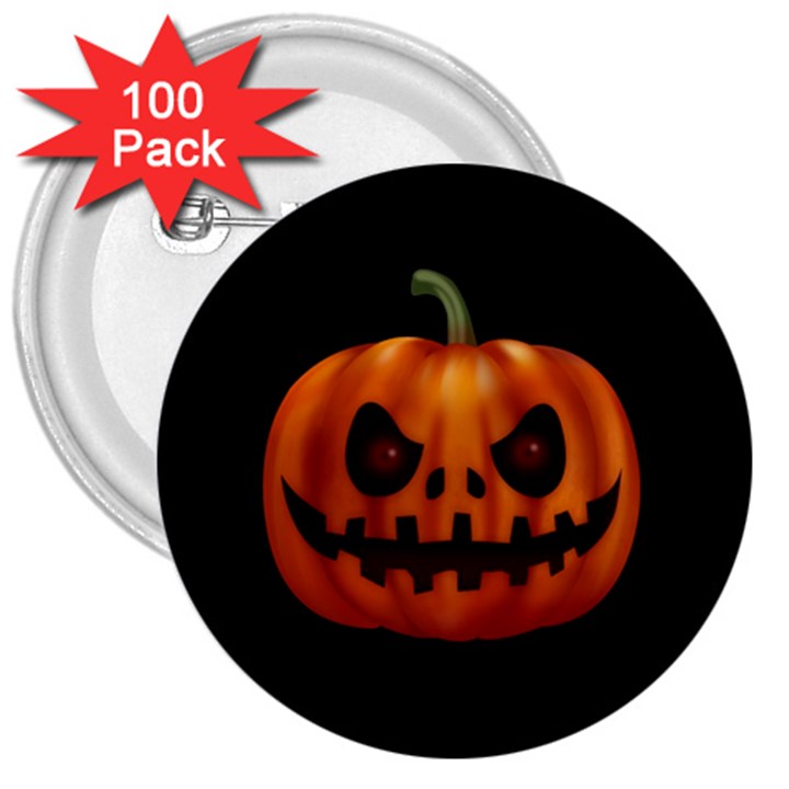 Halloween pumpkin 3  Buttons (100 pack) 