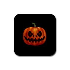 Halloween Pumpkin Rubber Coaster (square)  by Valentinaart