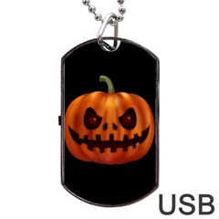 Halloween Pumpkin Dog Tag Usb Flash (two Sides) by Valentinaart