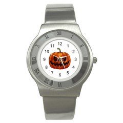 Halloween Pumpkin Stainless Steel Watch by Valentinaart