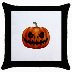 Halloween Pumpkin Throw Pillow Case (black) by Valentinaart