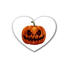 Halloween Pumpkin Rubber Coaster (heart)  by Valentinaart