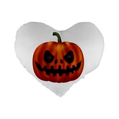 Halloween Pumpkin Standard 16  Premium Heart Shape Cushions by Valentinaart