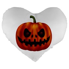 Halloween Pumpkin Large 19  Premium Flano Heart Shape Cushions by Valentinaart