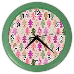 Christmas Tree Pattern Color Wall Clocks by Valentinaart