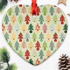 Christmas Tree Pattern Heart Ornament (two Sides) by Valentinaart