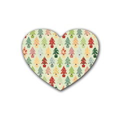 Christmas Tree Pattern Rubber Coaster (heart)  by Valentinaart