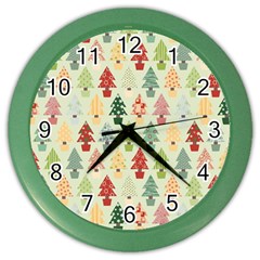 Christmas Tree Pattern Color Wall Clocks by Valentinaart