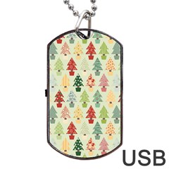 Christmas Tree Pattern Dog Tag Usb Flash (one Side) by Valentinaart