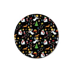 Christmas Pattern Magnet 3  (round) by Valentinaart