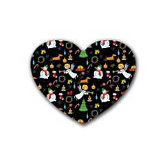 Christmas Pattern Heart Coaster (4 Pack)  by Valentinaart