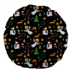 Christmas Pattern Large 18  Premium Flano Round Cushions by Valentinaart