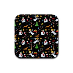 Christmas Pattern Rubber Square Coaster (4 Pack)  by Valentinaart