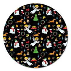 Christmas Pattern Magnet 5  (round) by Valentinaart