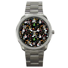 Christmas Pattern Sport Metal Watch by Valentinaart