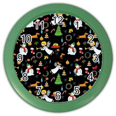 Christmas Pattern Color Wall Clocks by Valentinaart