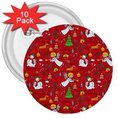 Christmas Pattern 3  Buttons (10 Pack)  by Valentinaart