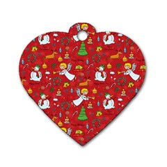 Christmas Pattern Dog Tag Heart (two Sides) by Valentinaart