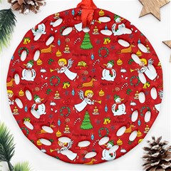 Christmas Pattern Ornament (round Filigree) by Valentinaart