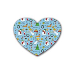 Christmas Pattern Rubber Coaster (heart)  by Valentinaart