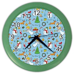 Christmas Pattern Color Wall Clocks by Valentinaart