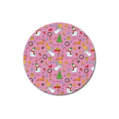 Christmas Pattern Magnet 3  (round) by Valentinaart