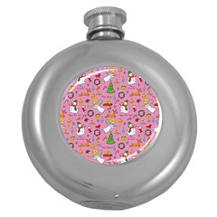 Christmas Pattern Round Hip Flask (5 Oz) by Valentinaart