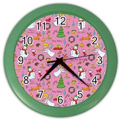 Christmas Pattern Color Wall Clocks by Valentinaart