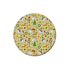 Christmas Pattern Rubber Coaster (round)  by Valentinaart