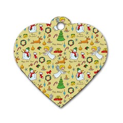 Christmas Pattern Dog Tag Heart (one Side) by Valentinaart