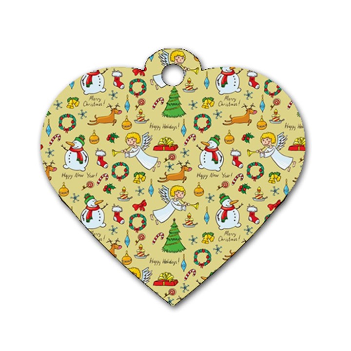 Christmas pattern Dog Tag Heart (One Side)