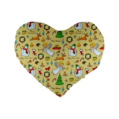 Christmas Pattern Standard 16  Premium Heart Shape Cushions