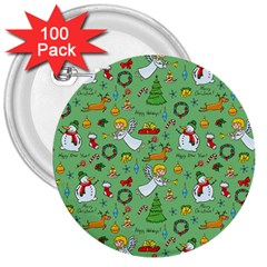 Christmas Pattern 3  Buttons (100 Pack)  by Valentinaart