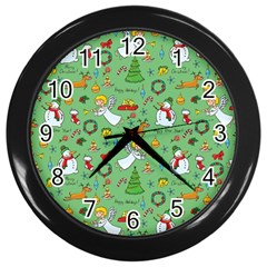 Christmas Pattern Wall Clocks (black) by Valentinaart