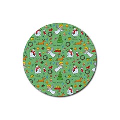 Christmas Pattern Rubber Coaster (round)  by Valentinaart