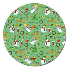 Christmas Pattern Magnet 5  (round) by Valentinaart