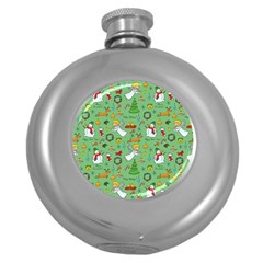 Christmas Pattern Round Hip Flask (5 Oz) by Valentinaart