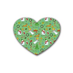 Christmas Pattern Rubber Coaster (heart)  by Valentinaart