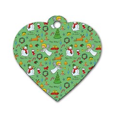 Christmas Pattern Dog Tag Heart (one Side) by Valentinaart