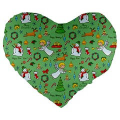 Christmas Pattern Large 19  Premium Heart Shape Cushions by Valentinaart