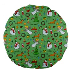 Christmas Pattern Large 18  Premium Flano Round Cushions by Valentinaart