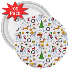 Christmas Pattern 3  Buttons (100 Pack)  by Valentinaart